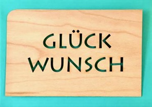 Karte Holz mit Umschlag Buchstaben Glck