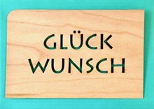 Karte Holz mit Umschlag Buchstaben Glck