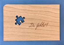 Karte Holz mit Umschlag Puzzle