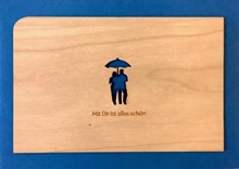 Karte Holz mit Umschlag Regenschirm