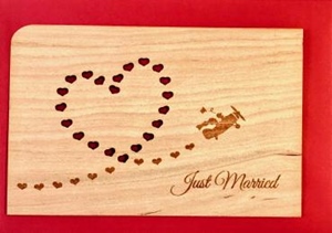 Karte Holz mit Umschlag Just married