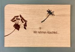 Karte Holz mit Umschlag Pusteblume